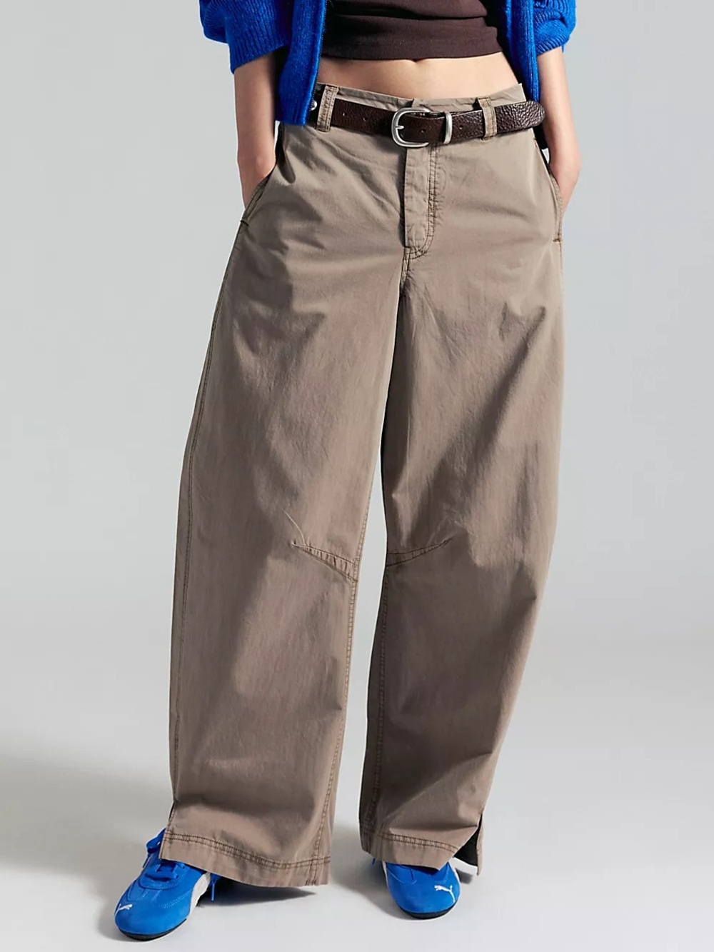 Free People We The Free Stand Up Barrel Chino Pants in Dusted Cocoa Brown NWT